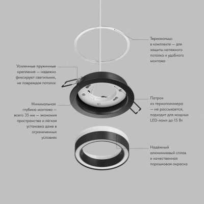 Denkirs GLOW DK-DH2010-BK встраиваемый точечный светильник GX53 Denkirs GLOW DK-DH2010-BK встраиваемый точечный светильник GX53