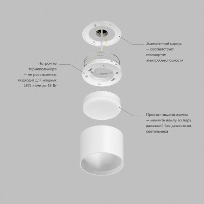Denkirs PILLAR DK-DH2600-WH точечный накладной светильник Denkirs PILLAR DK-DH2600-WH точечный накладной светильник