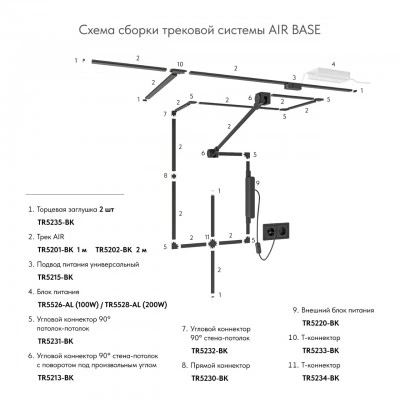 Denkirs AIR BASE TR5201-BK трековый шинопровод, 1 м, 48 В, черный Denkirs AIR BASE TR5201-BK трековый шинопровод, 1 м, 48 В, черный